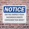 Signmission Did You Inspect Your Hazardous Waste Containers OSHA Notice Sign, Plastic, 10in W x 7in L, 2PK OS-2PACK-NS-P-710-L-10984 - alternate 3